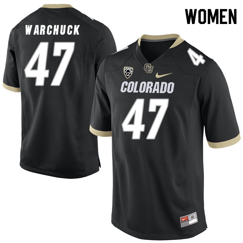 Women #47 Cameron Warchuck Colorado Buffaloes College Football Jerseys Stitched Sale-Black - Click Image to Close